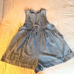 Stylish Gray Denim Women's Romper